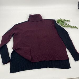 Athleta Merino Transit Merino Wool Blend Turtleneck Sweater Color Block High-low